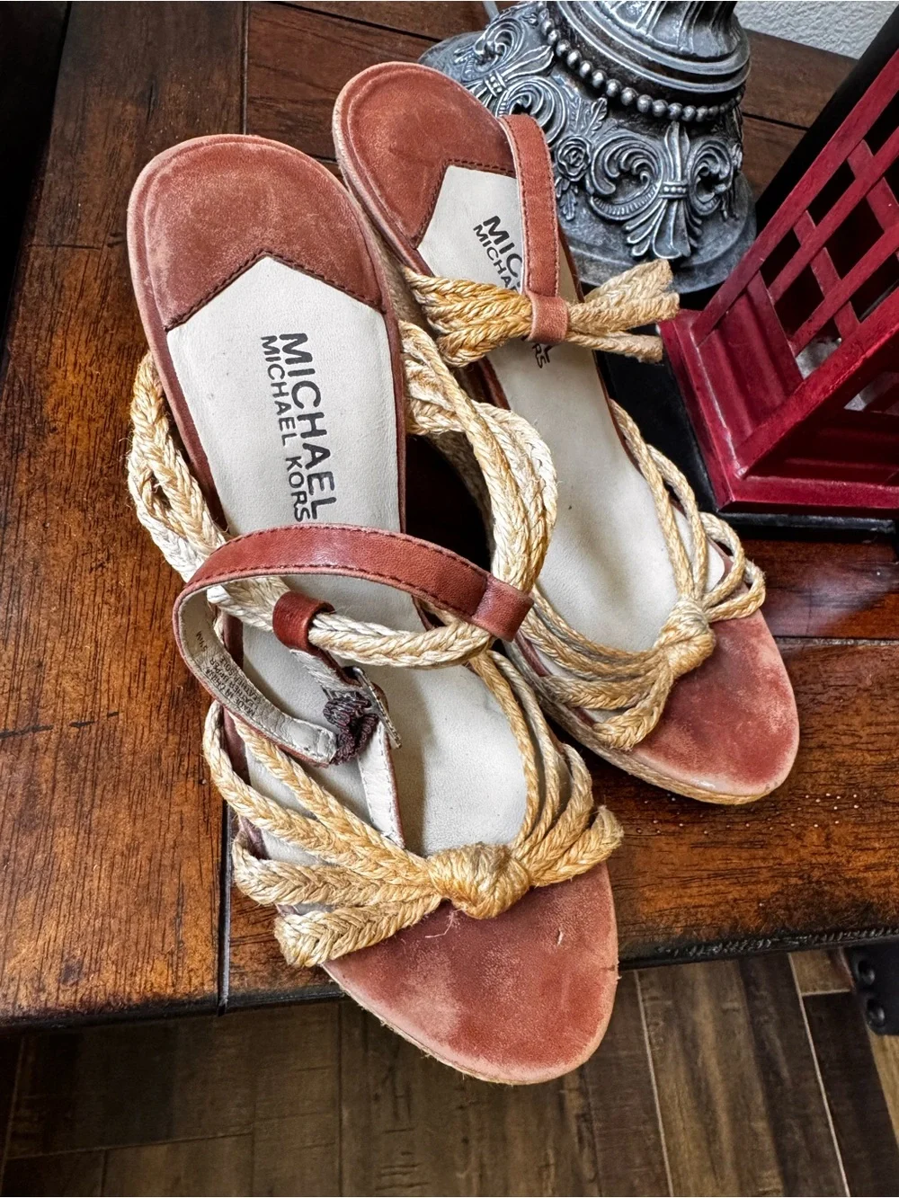 ✅ “Michael Kors” Brown and Tan Rope Strap Sandals